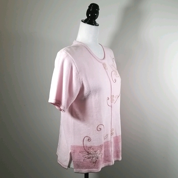 Moffi International Pink Knit Short Sleeve Sweater - Picture 5 of 9